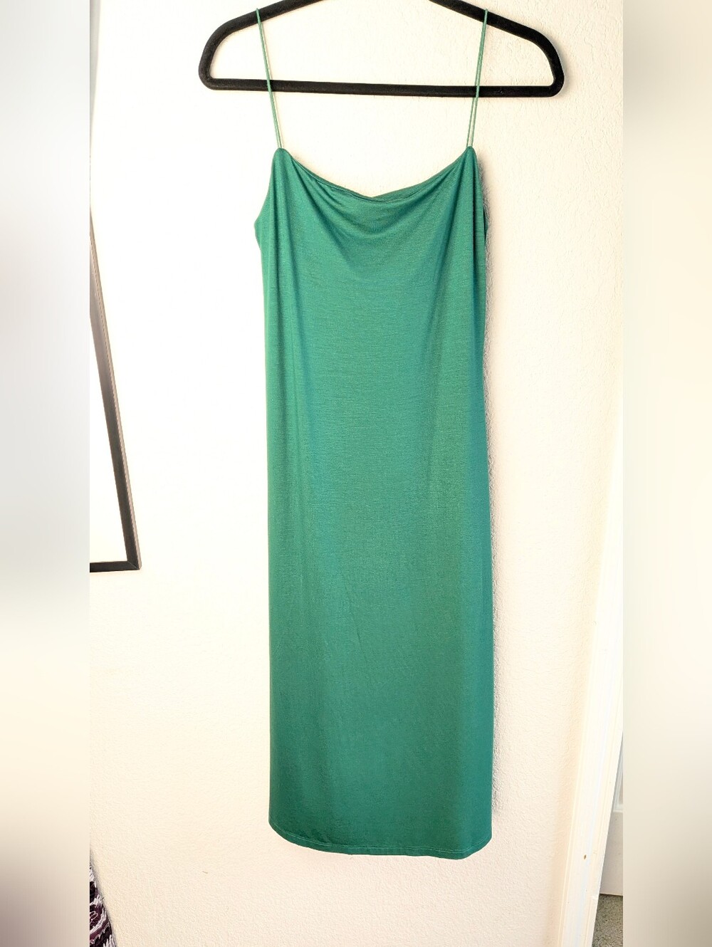 Enza Costa Revolve Strappy Side Slit Dress S Soft Knit Fern Check Measurements
